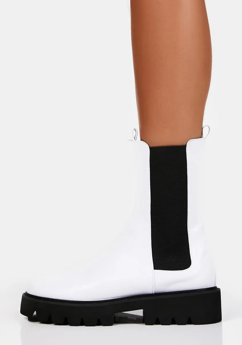 White Printed Ankle Boots-