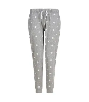 Womens/ladies stars lounge pants heather grey/white SF