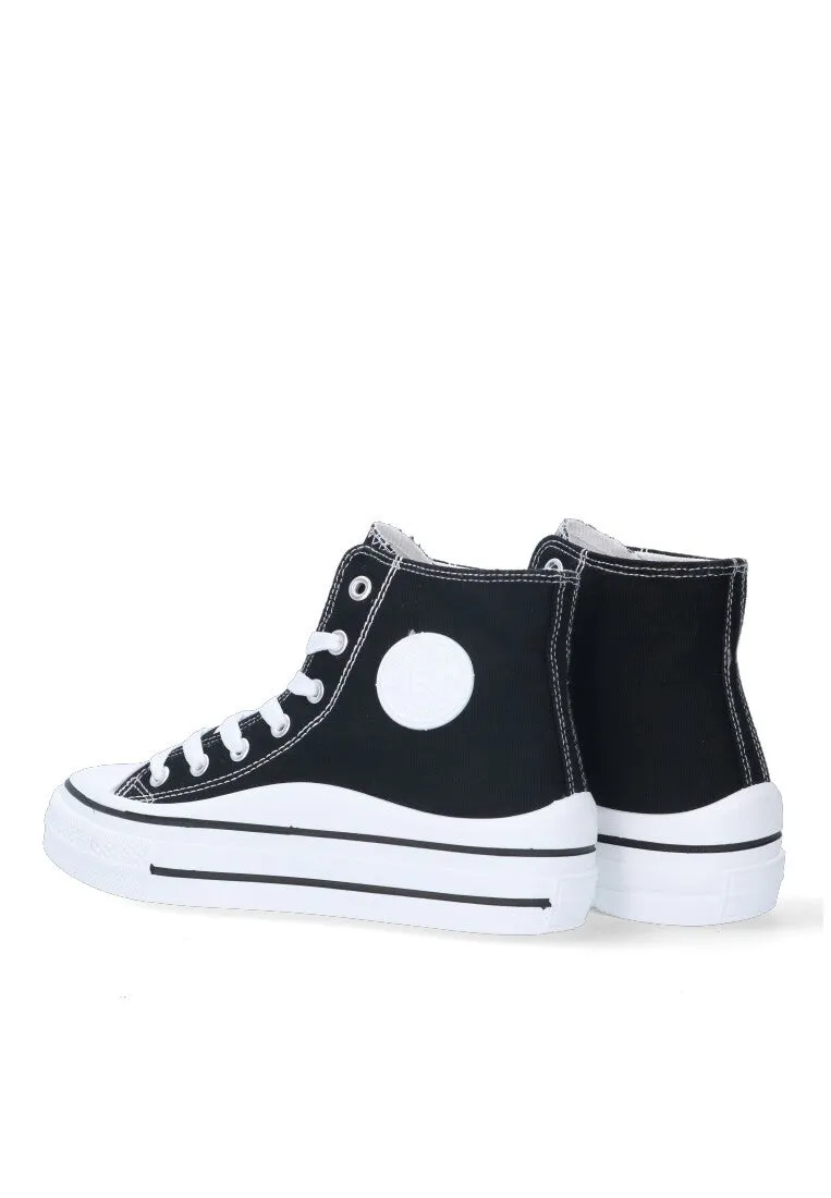 ZAPATILLAS DEPORTIVAS DE LONA ESTILO CONVER ALTO ETIKA NEGRO PLANO MUJER RANGIROA